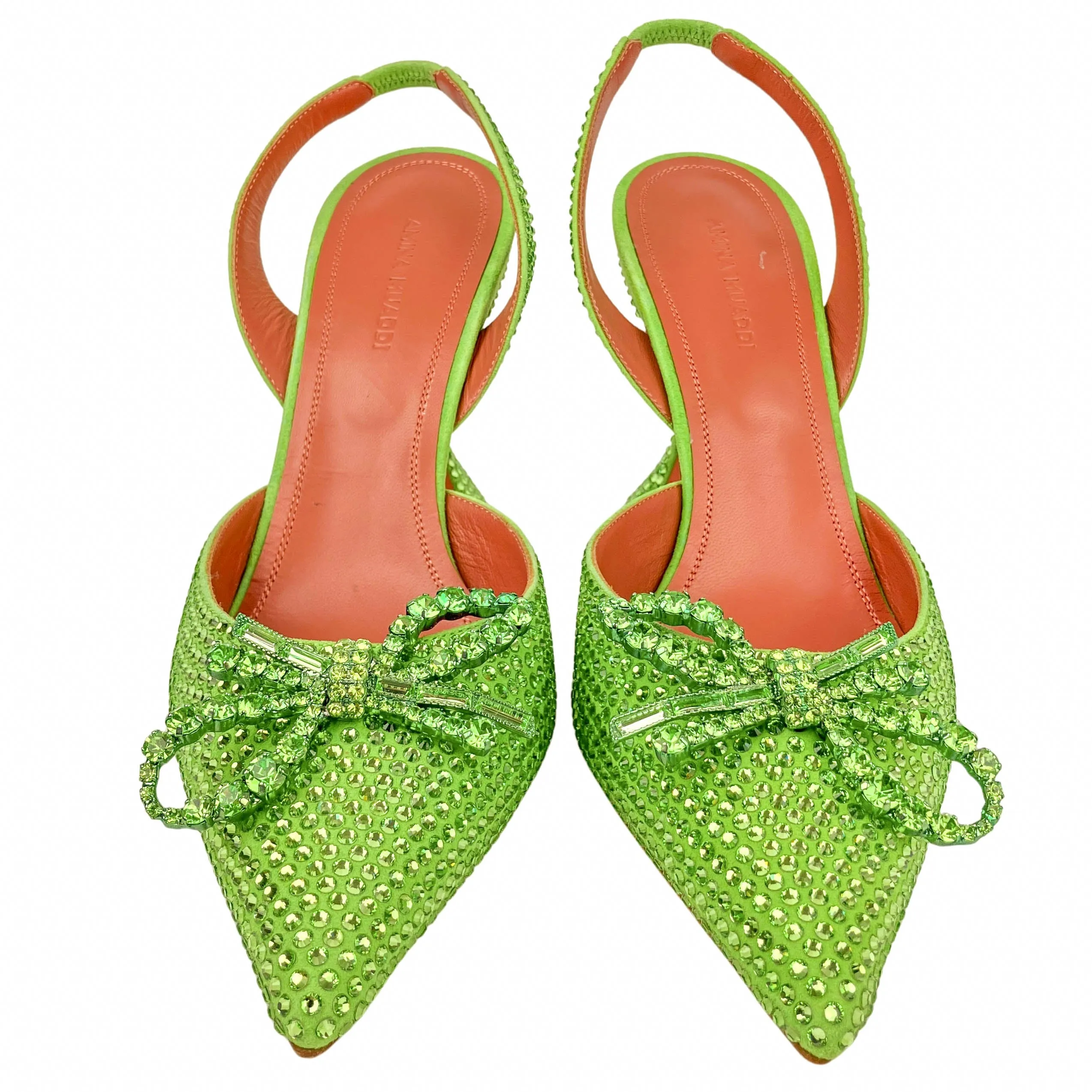 Amina Muaddi Rosie Crystal Slingbacks in Peridot
