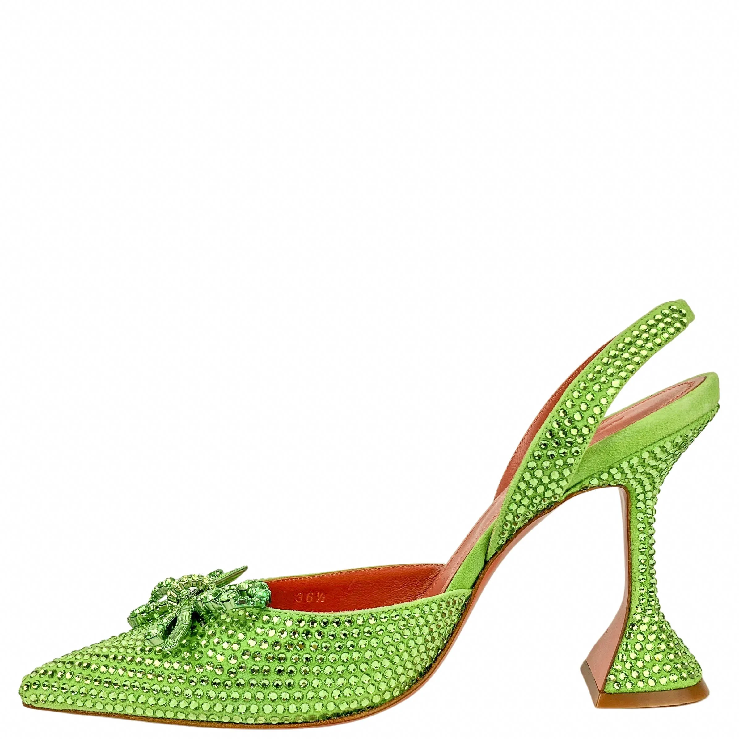 Amina Muaddi Rosie Crystal Slingbacks in Peridot