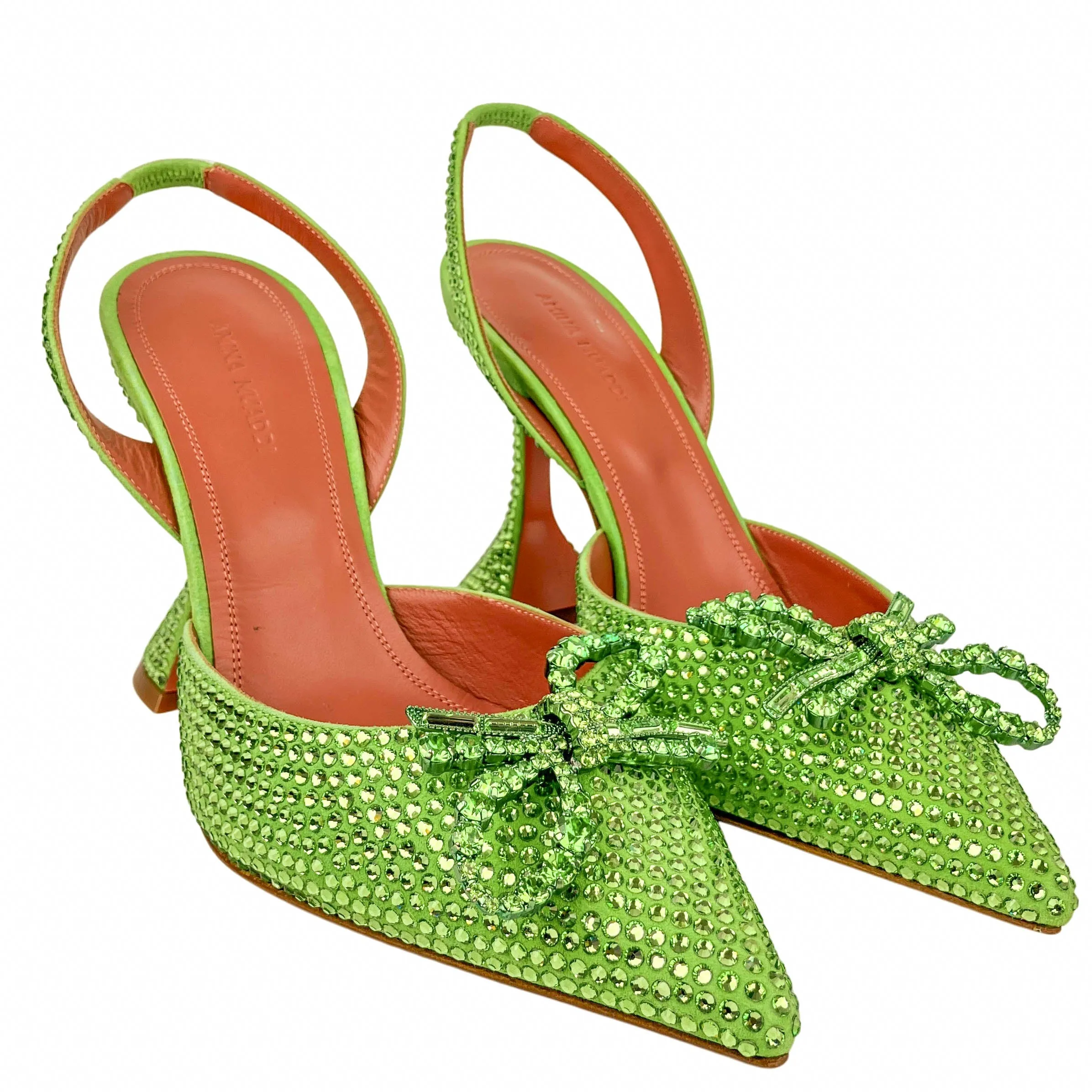 Amina Muaddi Rosie Crystal Slingbacks in Peridot