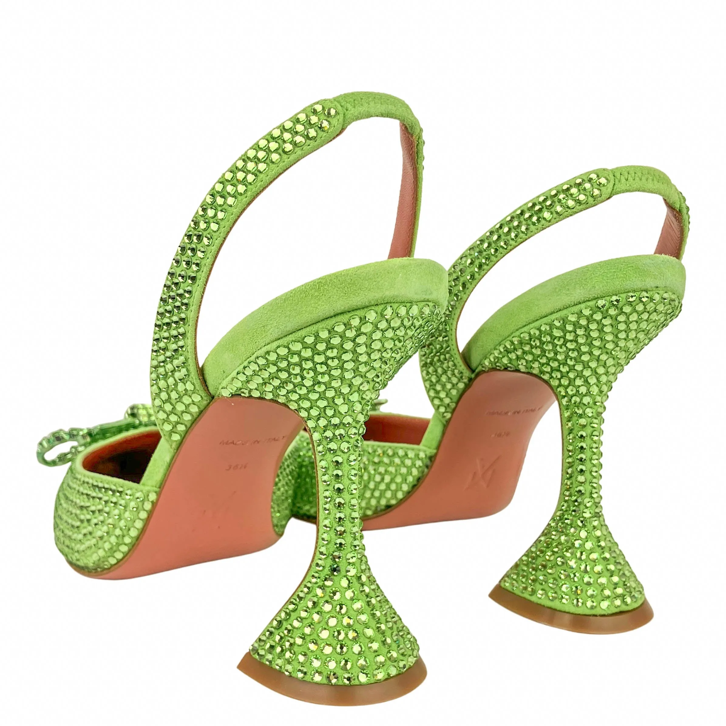 Amina Muaddi Rosie Crystal Slingbacks in Peridot