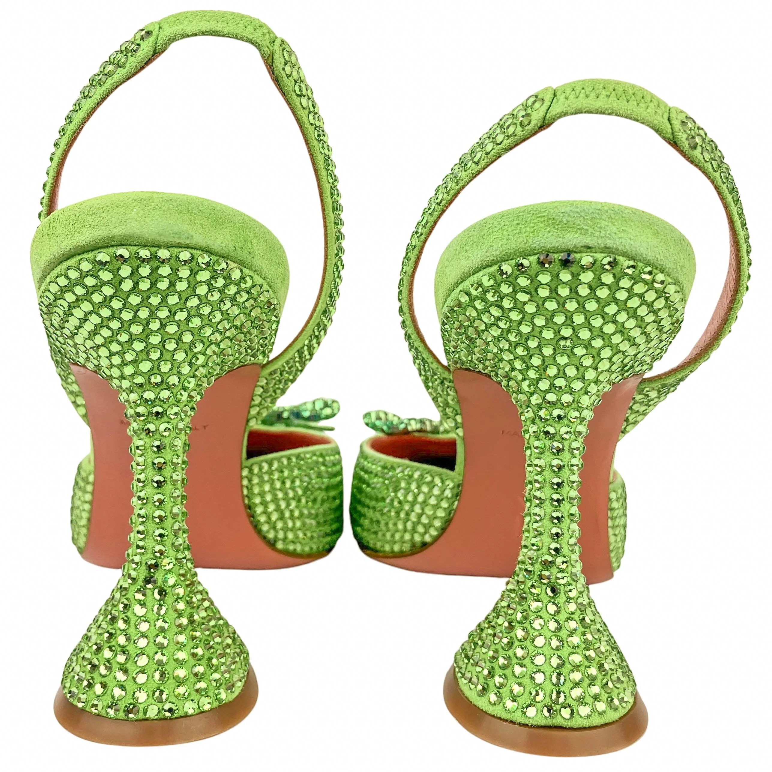 Amina Muaddi Rosie Crystal Slingbacks in Peridot