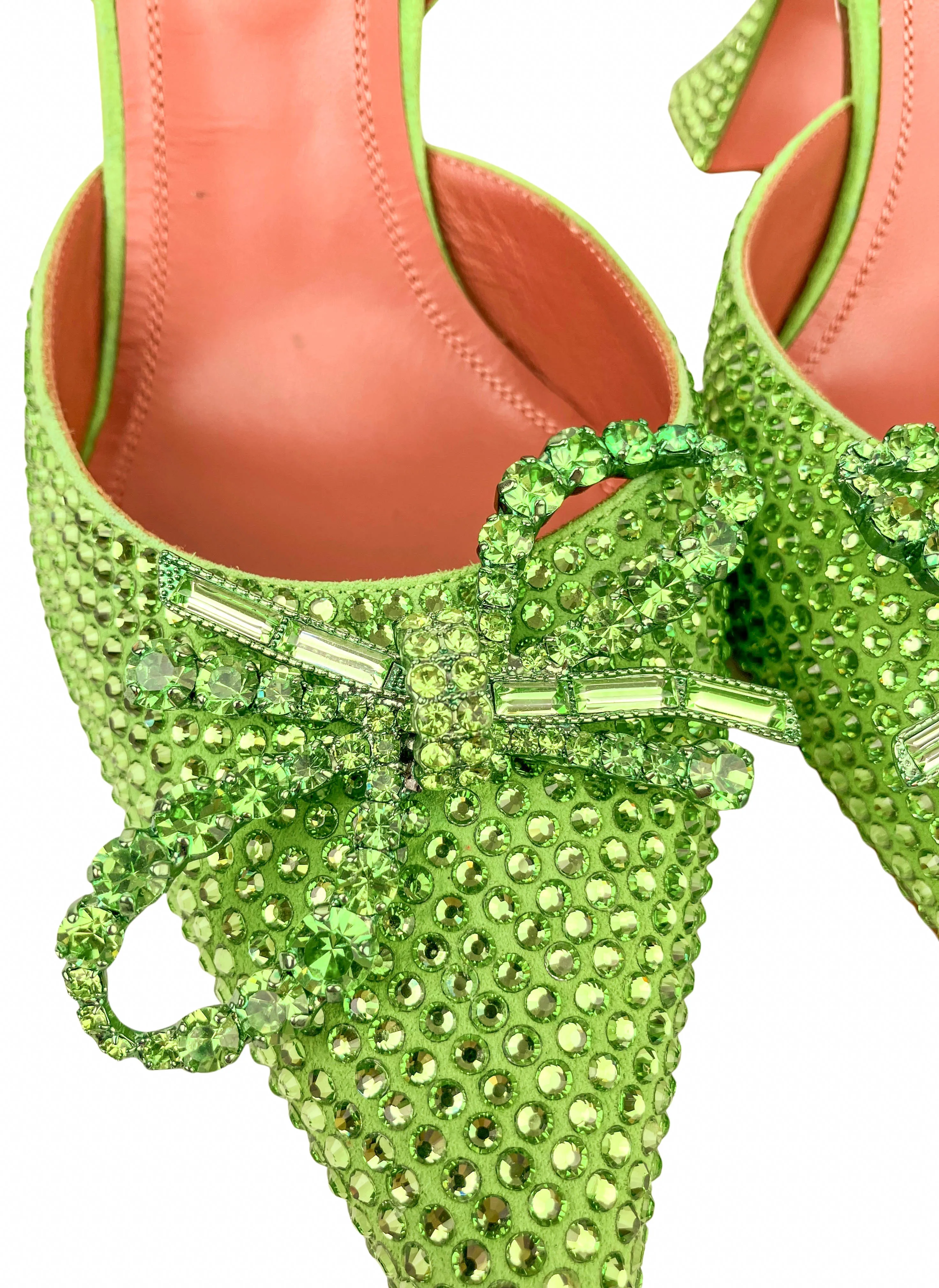 Amina Muaddi Rosie Crystal Slingbacks in Peridot