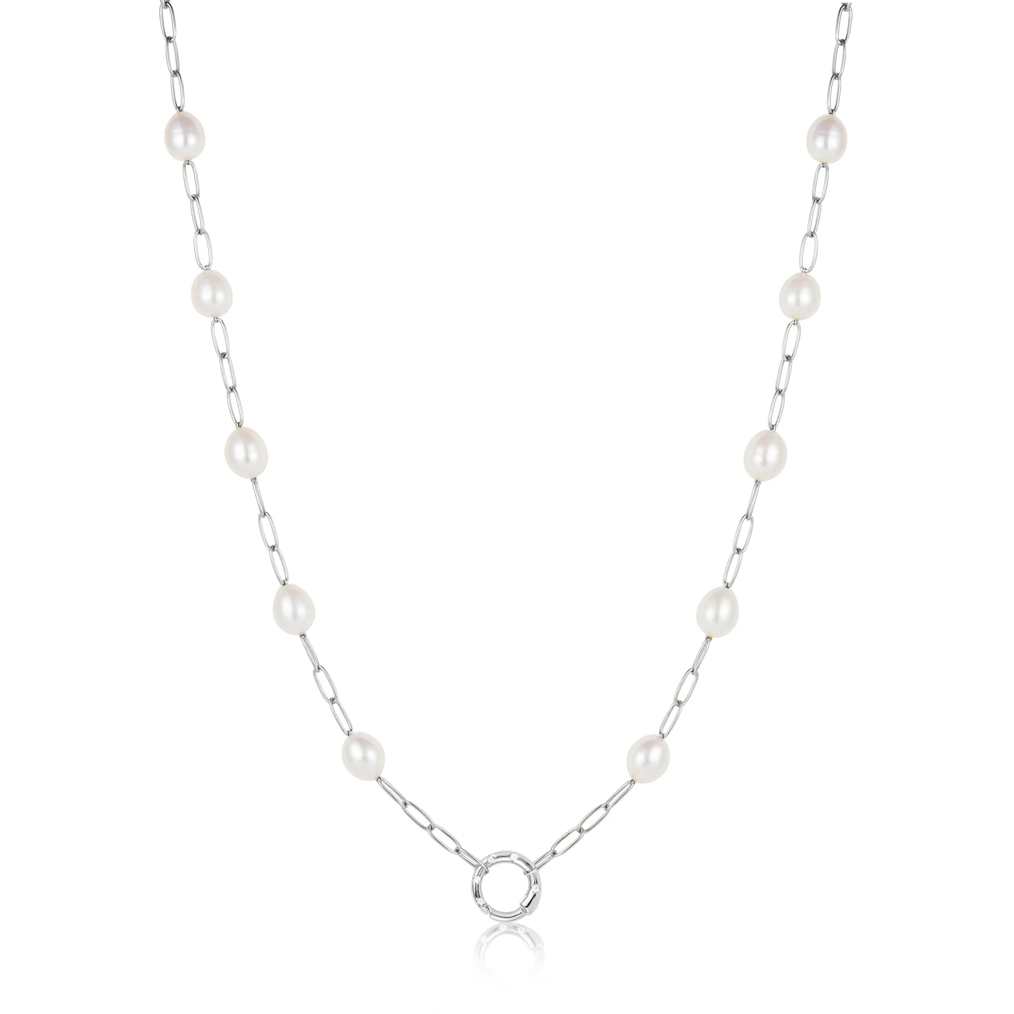 Ania Haie Silver Pearl Chain Charm Connector Necklace N055-03H