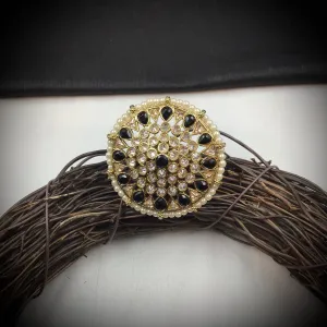 Antique Finish Cocktail Adjustable Black Ring 7953-1714