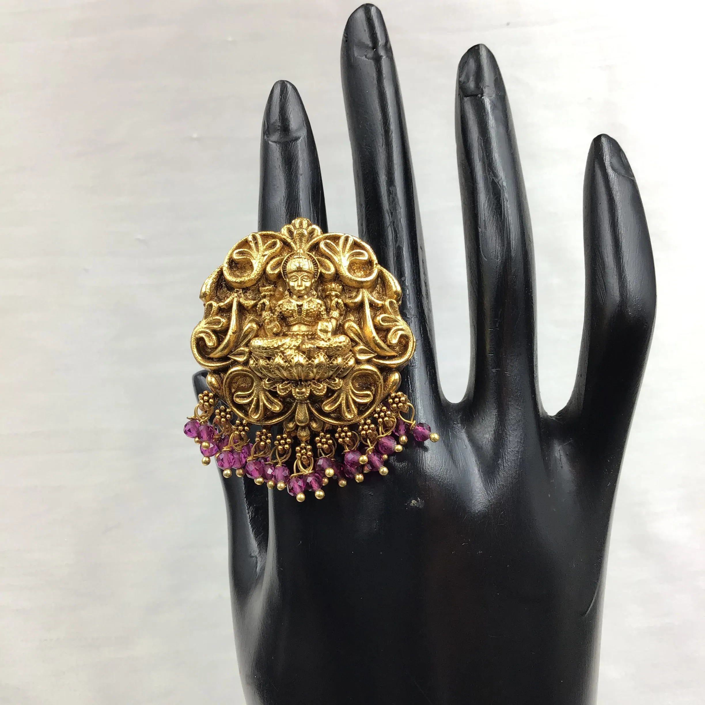 Antique Gold Finish Cocktail Adjustable Ring 9712-4751