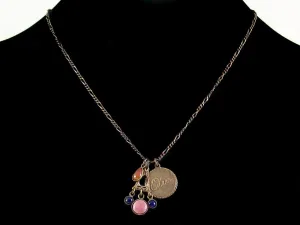 Antiqued figaro chain with stamped charm & cabachons (Web-173)