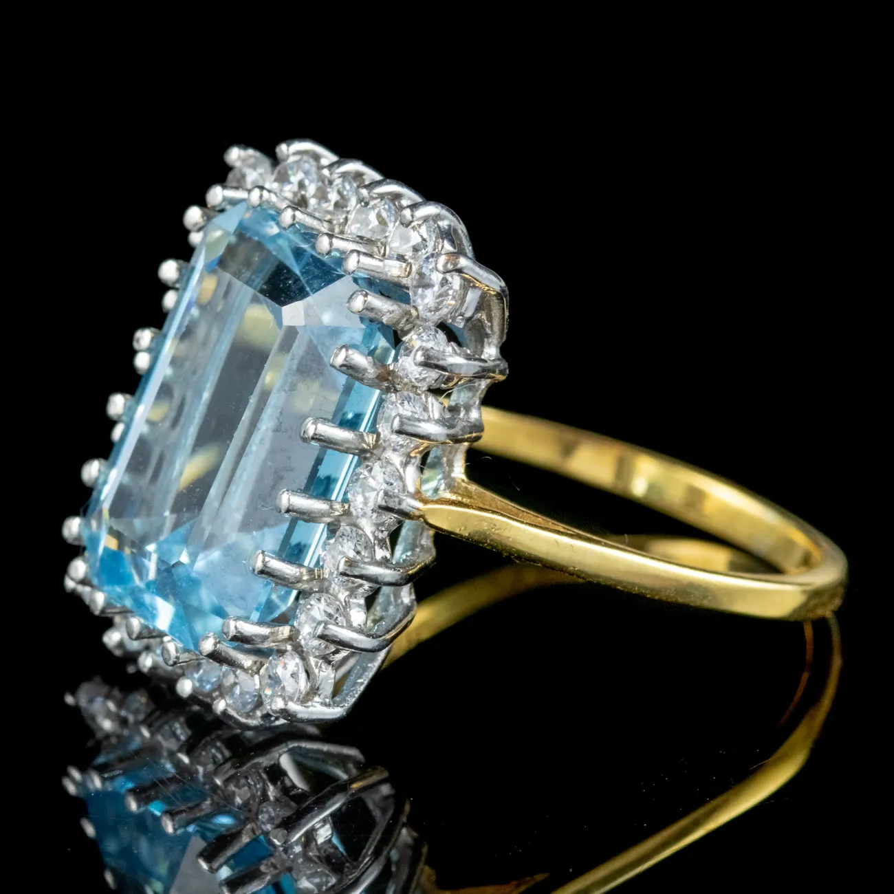 Art Deco Style Blue Topaz Cz Cocktail Ring 9ct Topaz