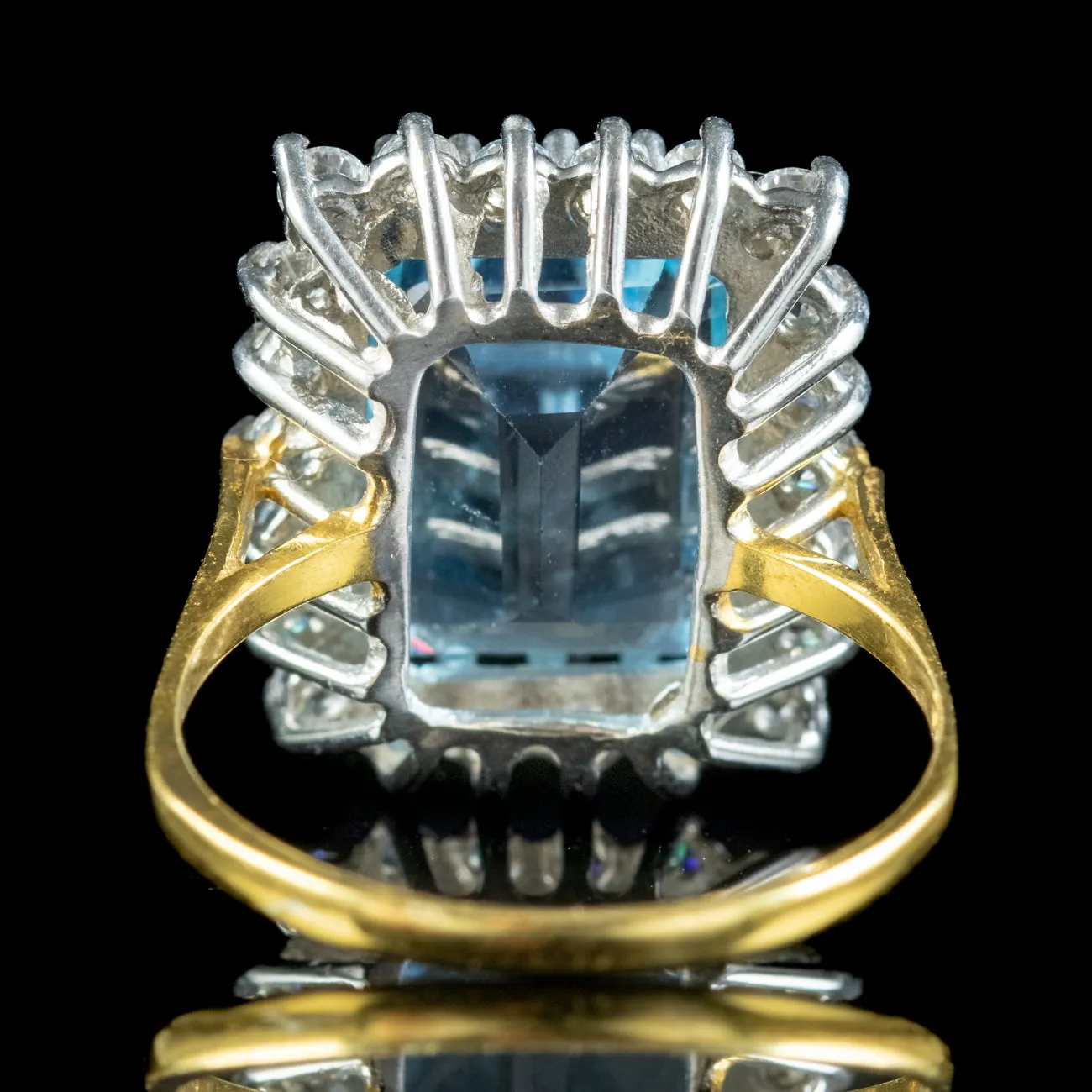 Art Deco Style Blue Topaz Cz Cocktail Ring 9ct Topaz