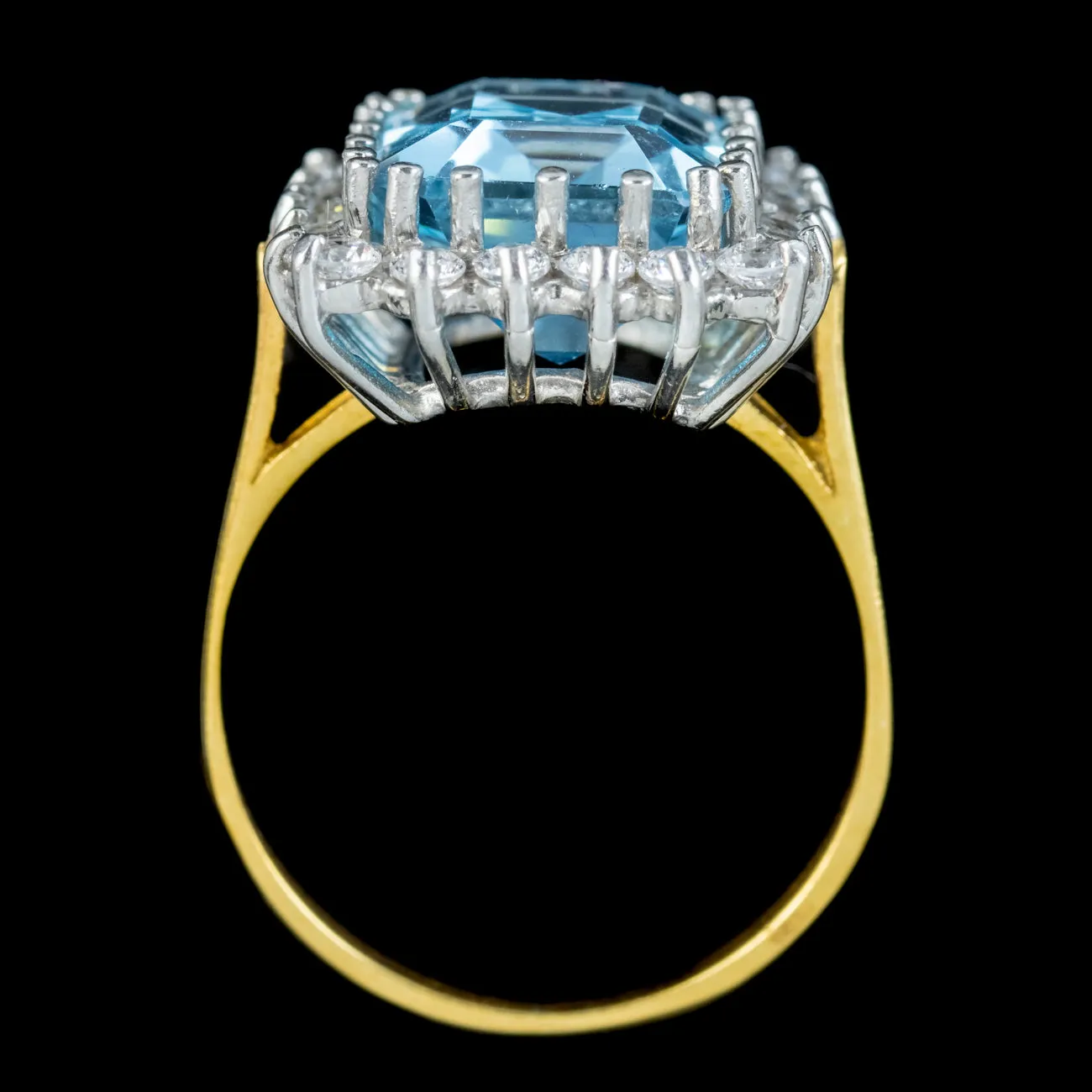 Art Deco Style Blue Topaz Cz Cocktail Ring 9ct Topaz