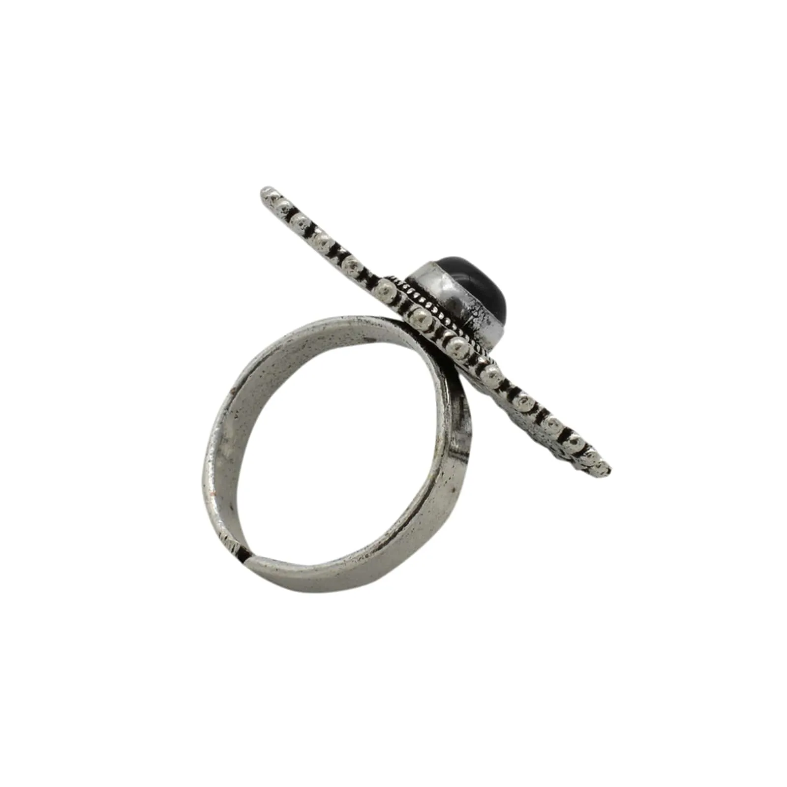 Aruna Black Silver Oxidized Filigree Ring