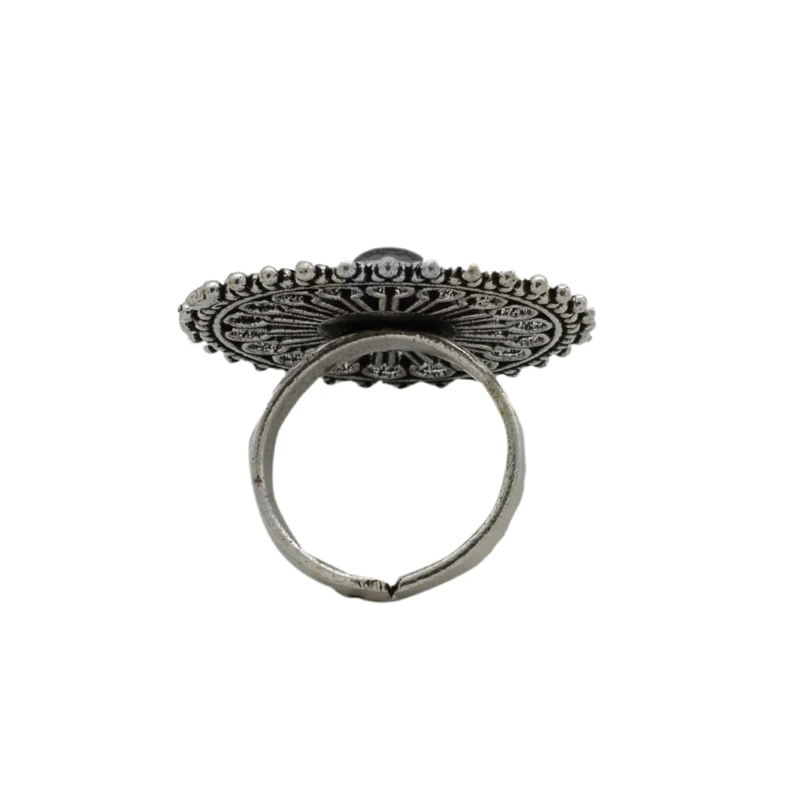 Aruna Black Silver Oxidized Filigree Ring