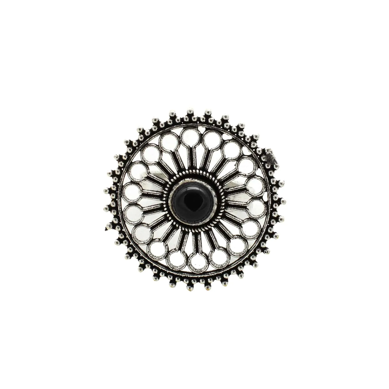Aruna Black Silver Oxidized Filigree Ring