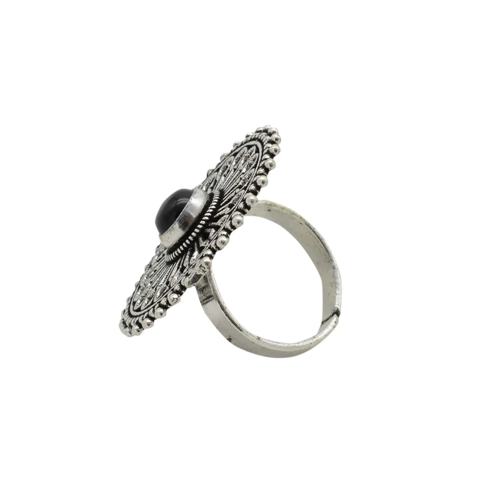 Aruna Black Silver Oxidized Filigree Ring