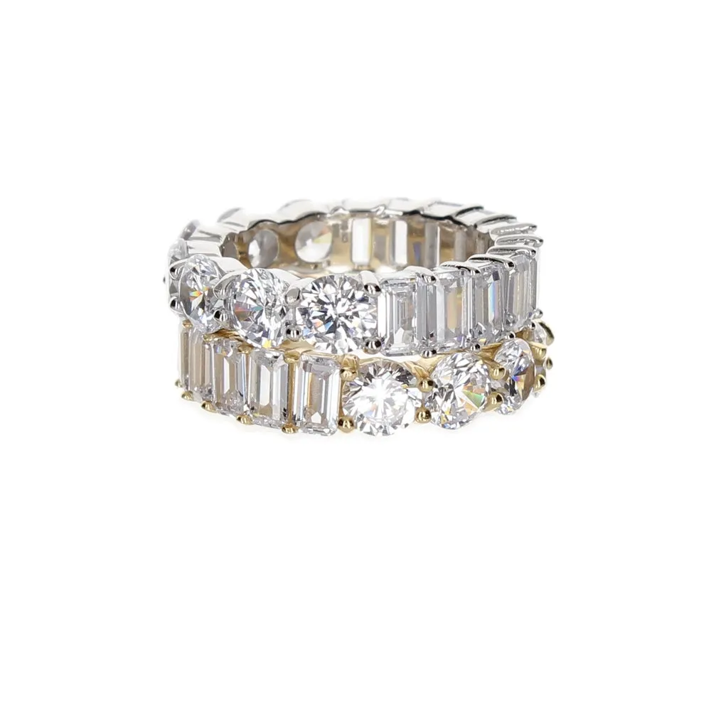 BAGUETTE AND ROUND 3MM CZ RING
