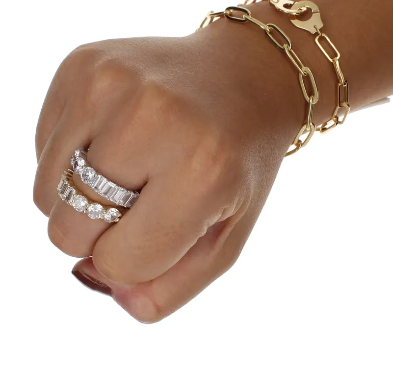 BAGUETTE AND ROUND 3MM CZ RING