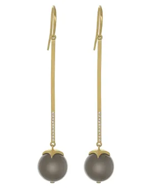 Bahari Bar Grey Moonstone and Diamond Earrings
