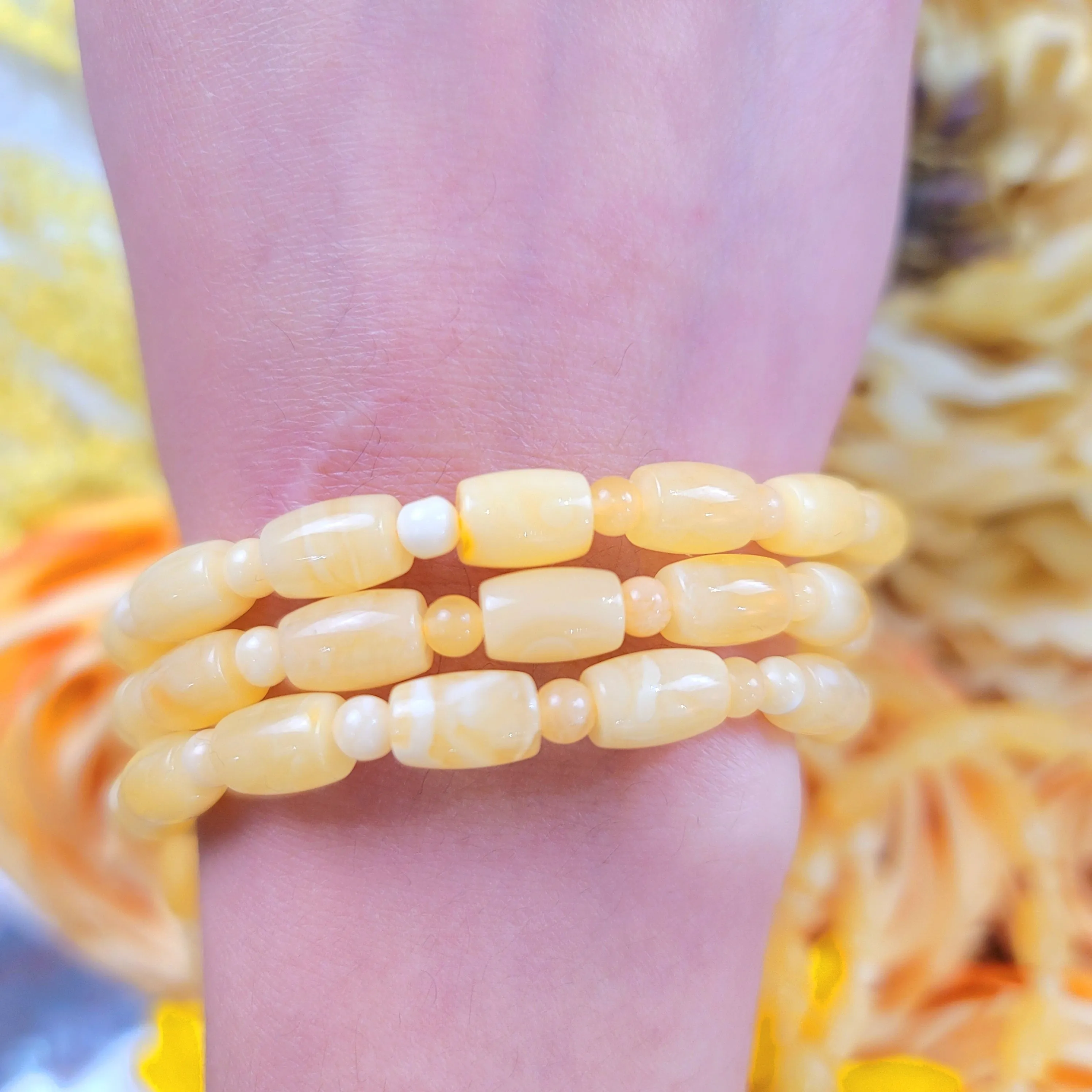 Baltic Butterscotch Amber Cylinder Bracelet for Joy and Optimism