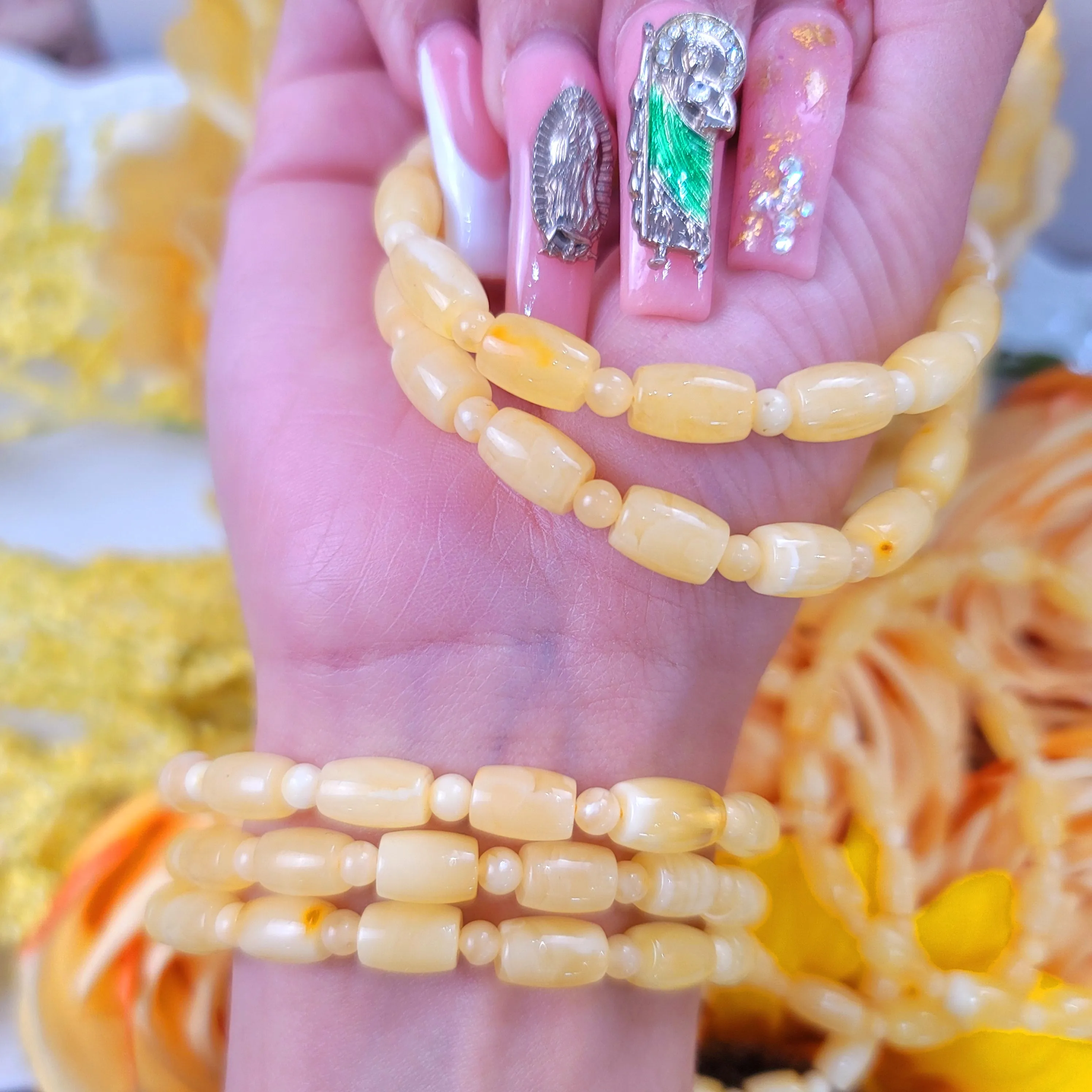 Baltic Butterscotch Amber Cylinder Bracelet for Joy and Optimism