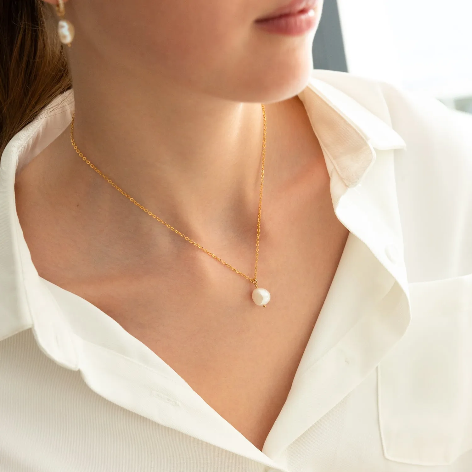 Baroque Pearl Charm Necklace