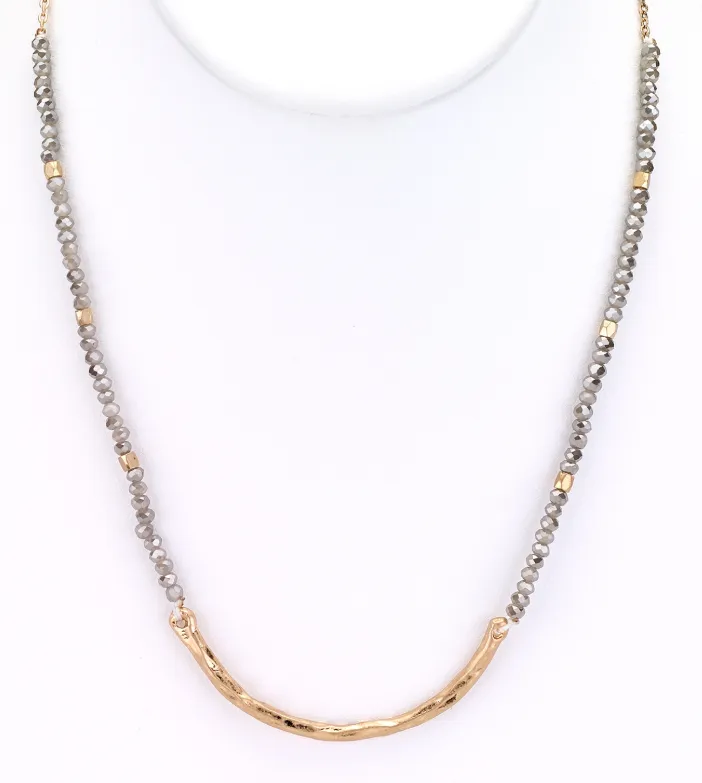 Beaded Choker Necklace with Metal Bar