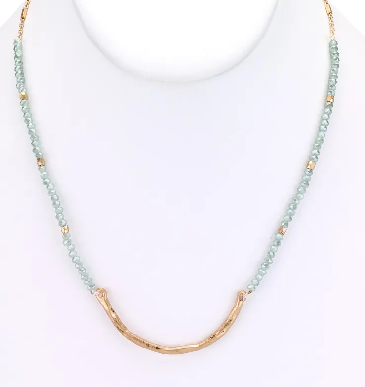 Beaded Choker Necklace with Metal Bar