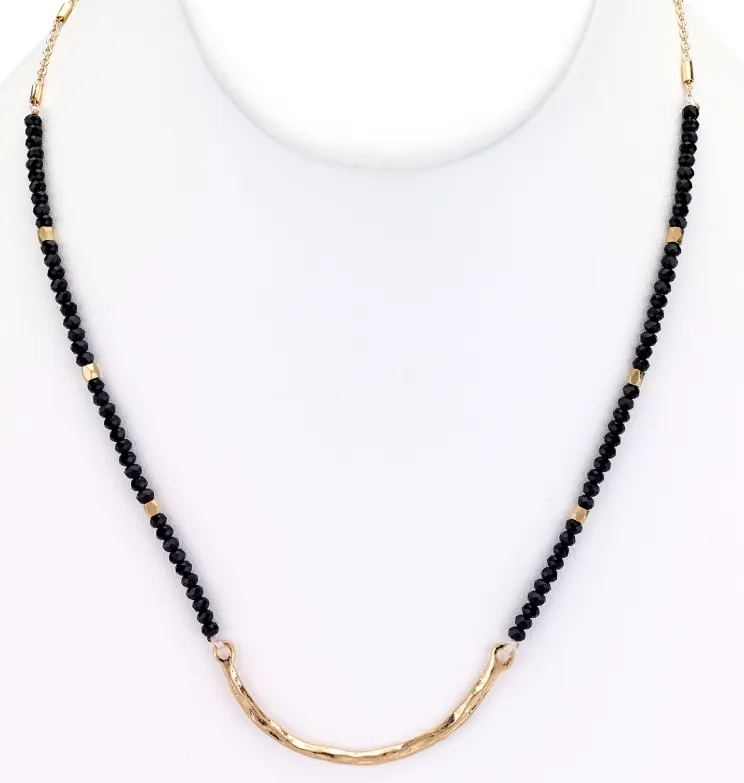 Beaded Choker Necklace with Metal Bar