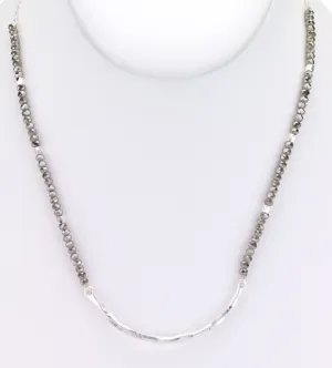 Beaded Choker Necklace with Metal Bar