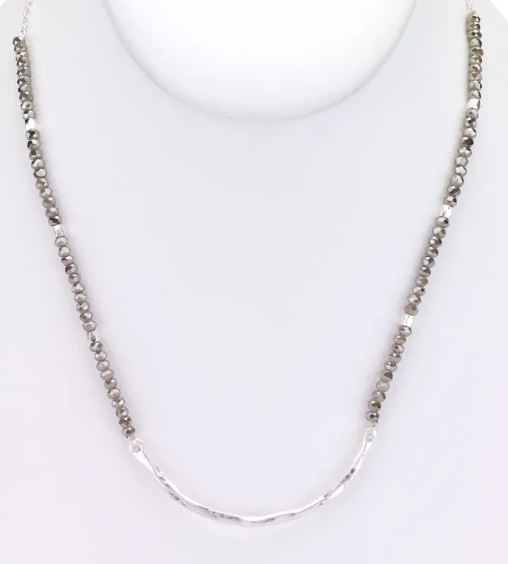 Beaded Choker Necklace with Metal Bar