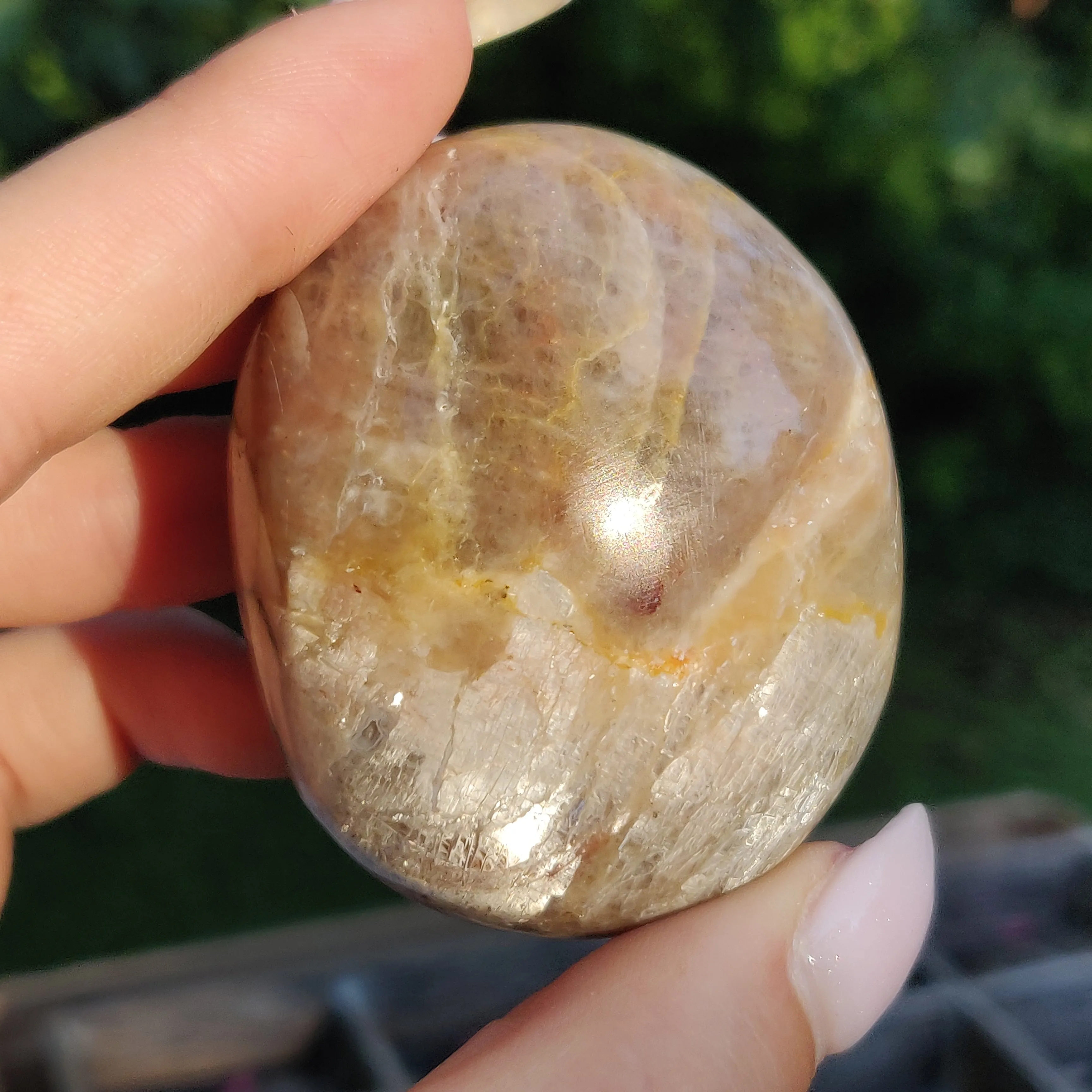 Black Moonstone Palm Stone, Flashy Black Moonstone (#15)