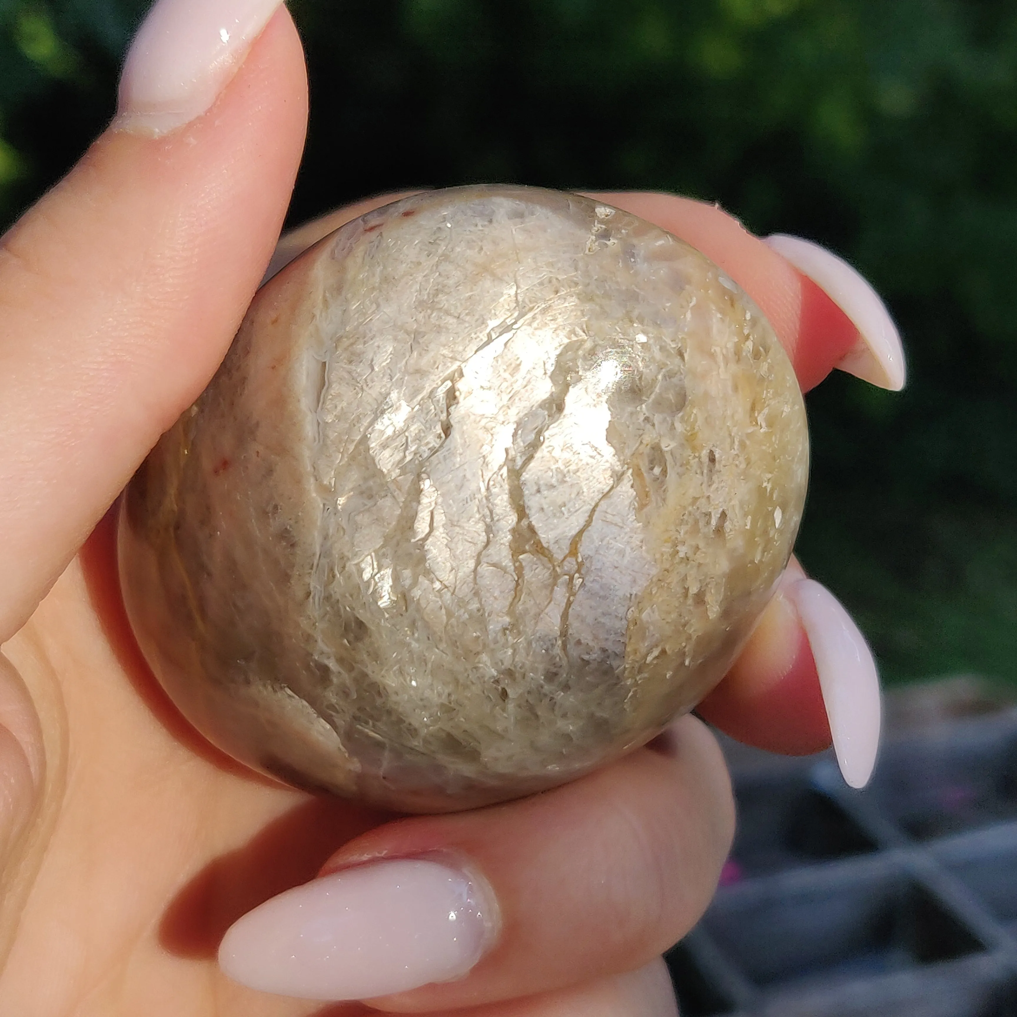Black Moonstone Palm Stone, Flashy Black Moonstone (#15)