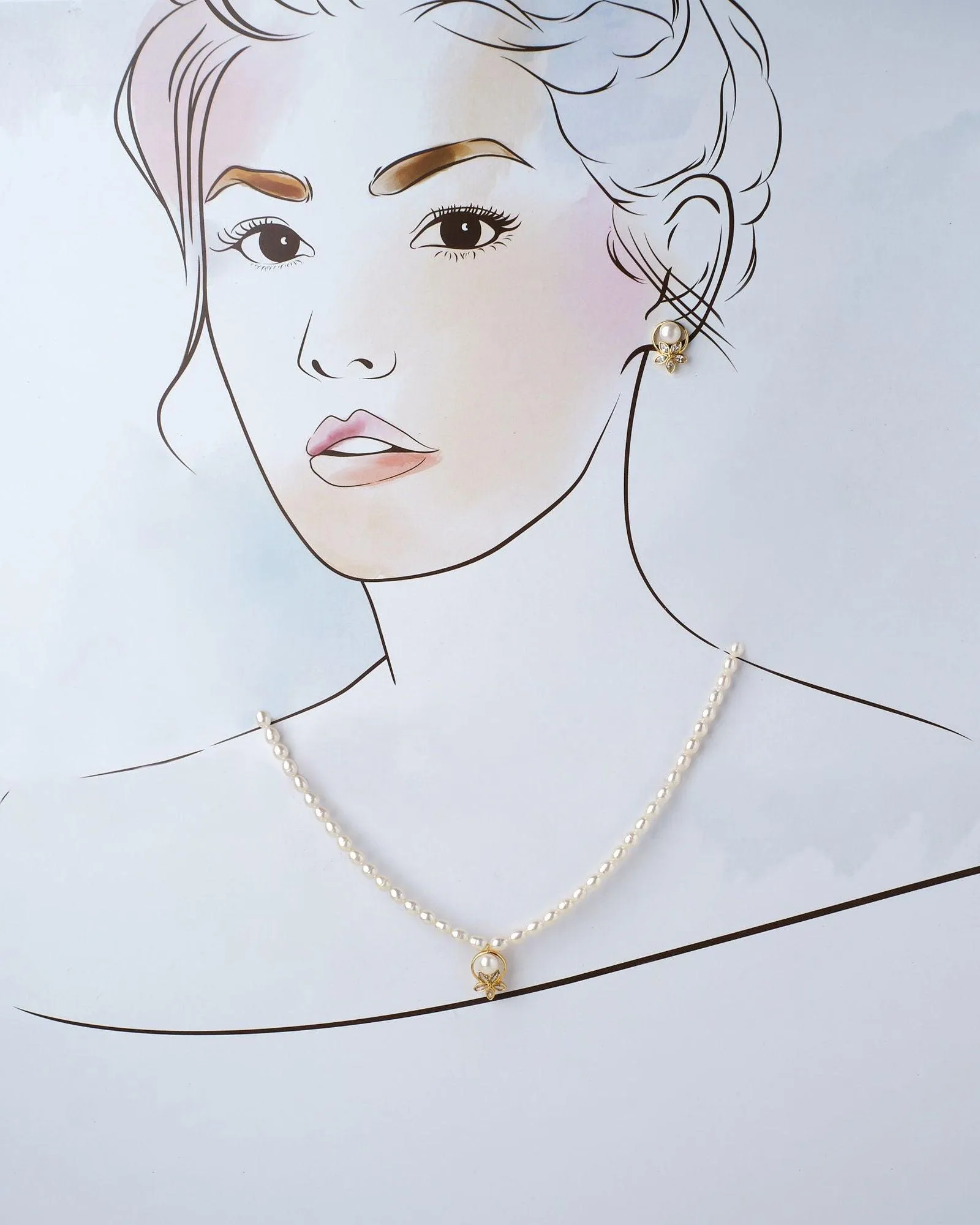 Blooming With Joy Pearl Necklace Set