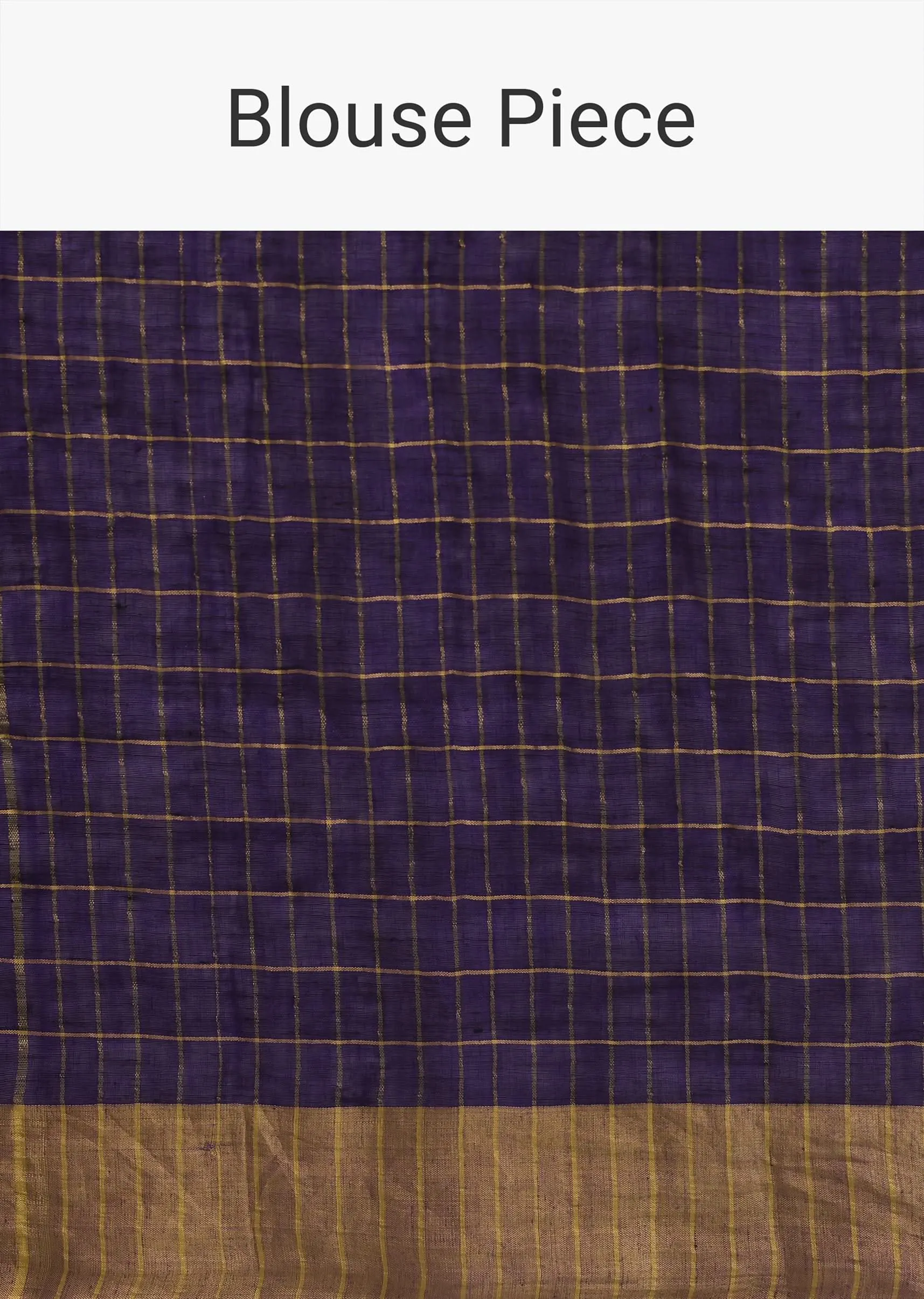 Blue Cotton Linen Saree With Zari Checks And Unstitched Blouse Piece