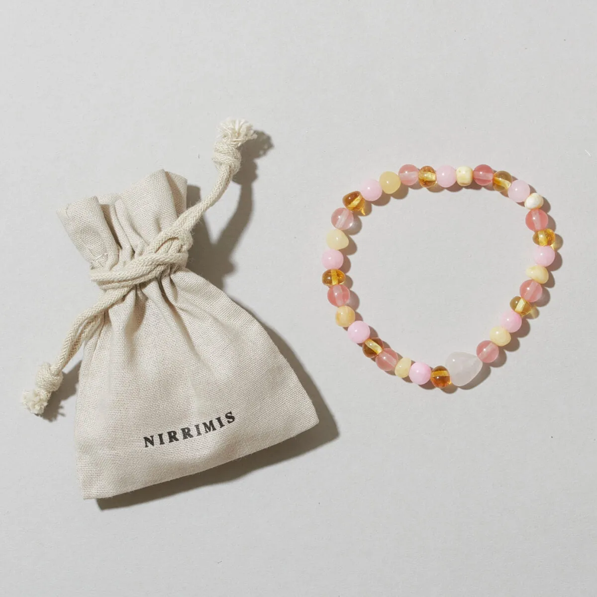 Bondi Kids Bracelet in Cherry Quartz And Amber by Nirrimis