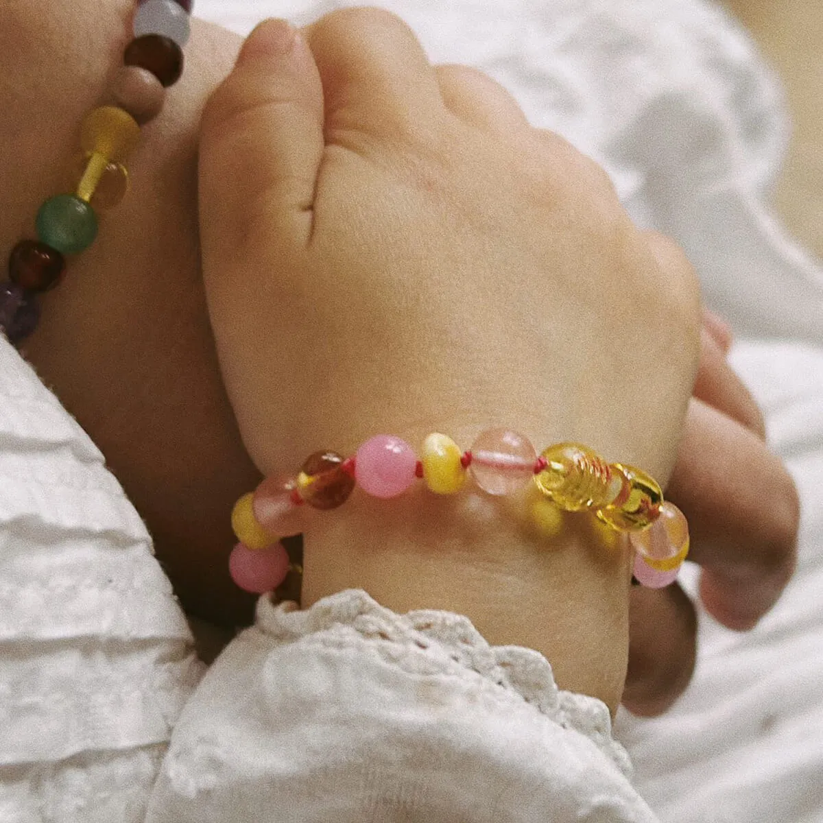 Bondi Kids Bracelet in Cherry Quartz And Amber by Nirrimis