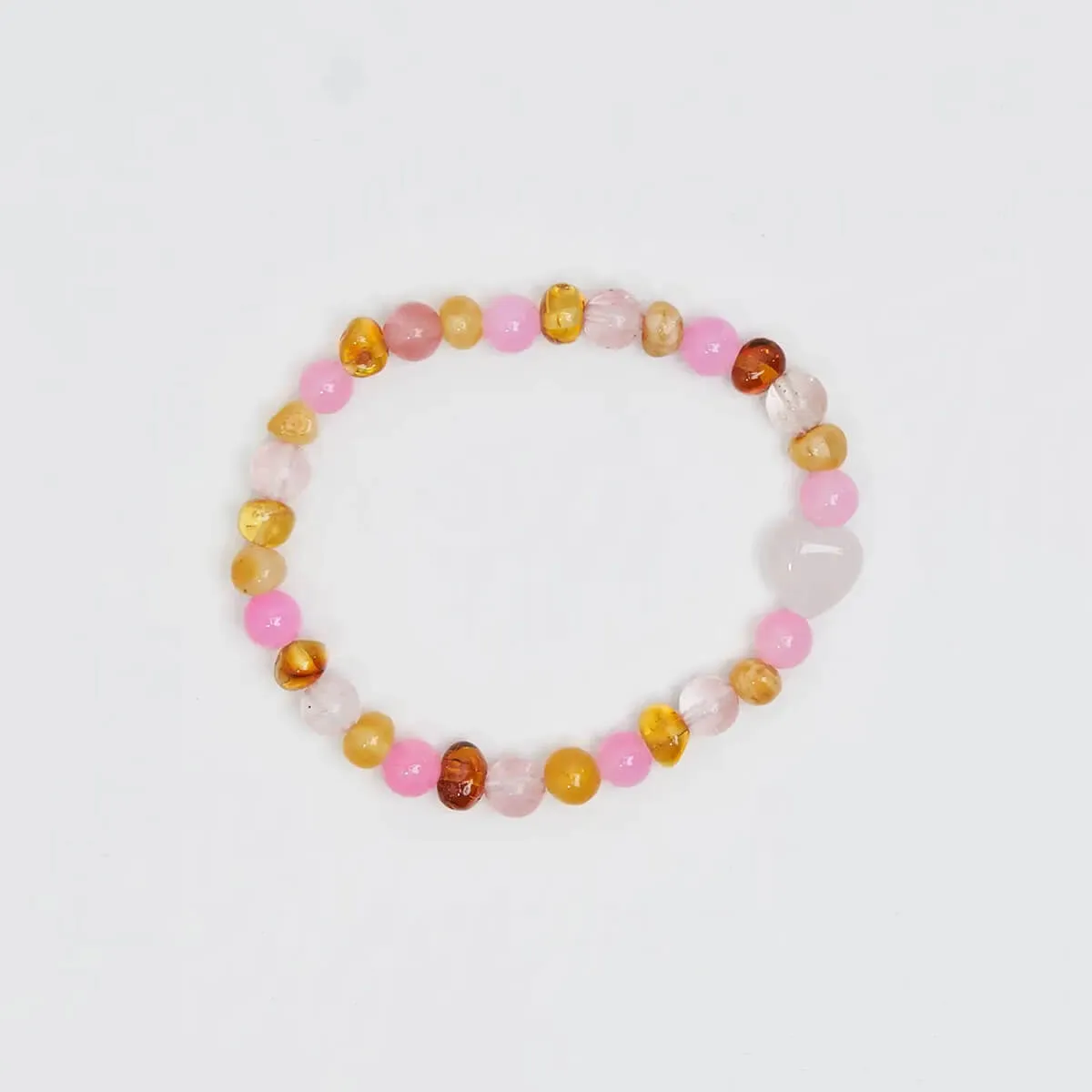 Bondi Kids Bracelet in Cherry Quartz And Amber by Nirrimis