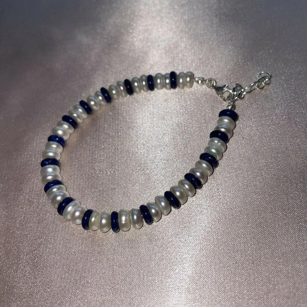 Button Gemstone Freshwater Pearl Bracelet