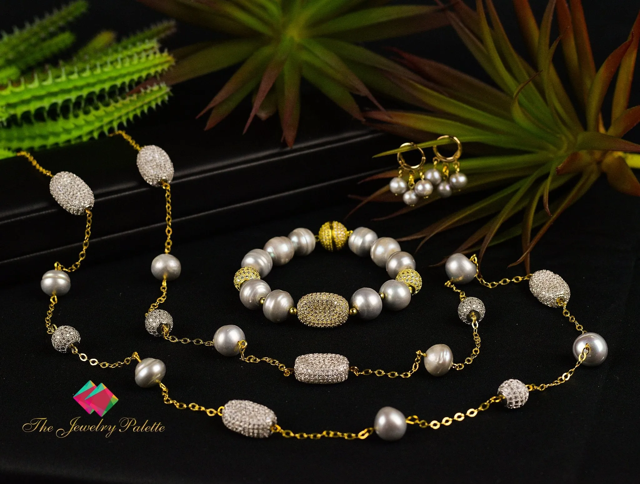 Celine lustrous grey freshwater pearl and gold bracelet