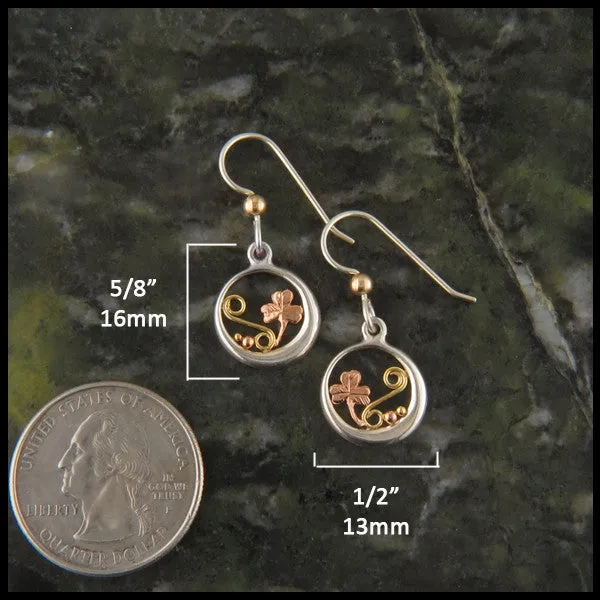 Celtic Shamrock & Spiral Drop Earrings in Silver and Gold