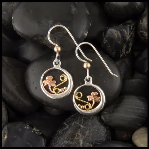 Celtic Shamrock & Spiral Drop Earrings in Silver and Gold
