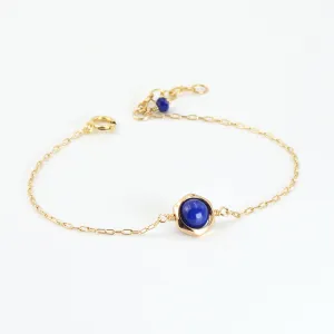 Charm Women 14K Gold Bracelet Lapis Lazuli Beaded Bracelets for Women