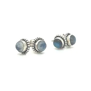 Chic Beaded Round Stone Studs