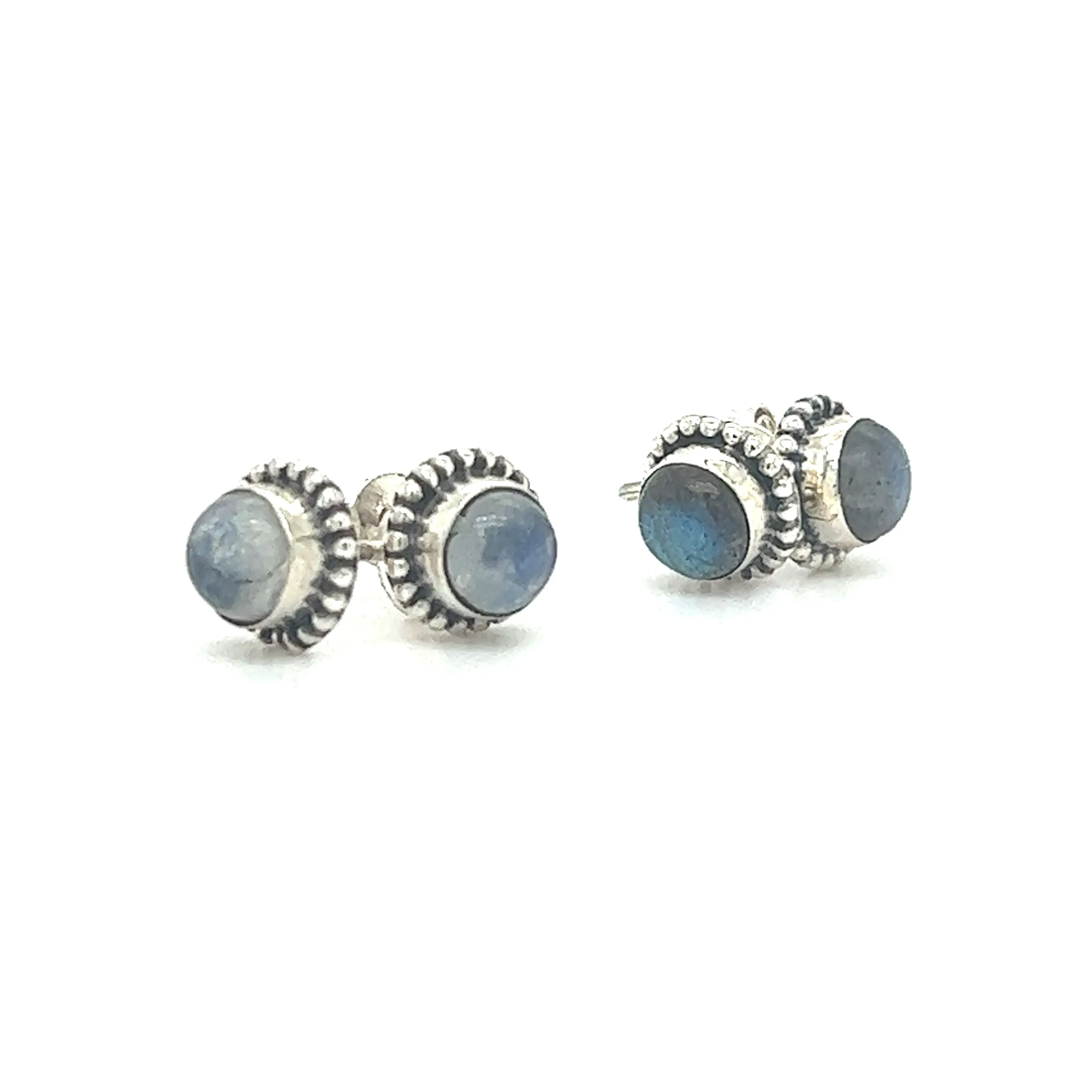 Chic Beaded Round Stone Studs