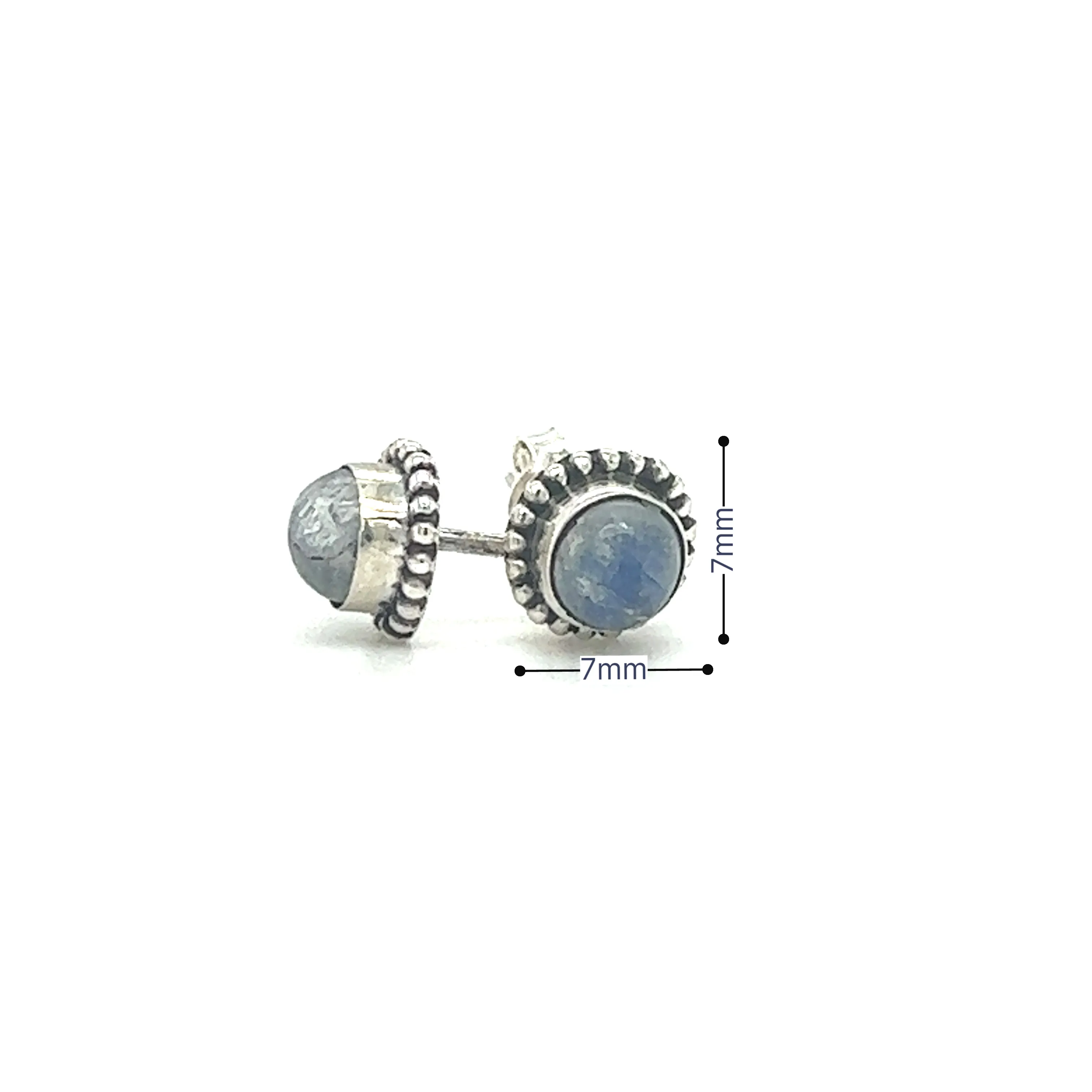 Chic Beaded Round Stone Studs