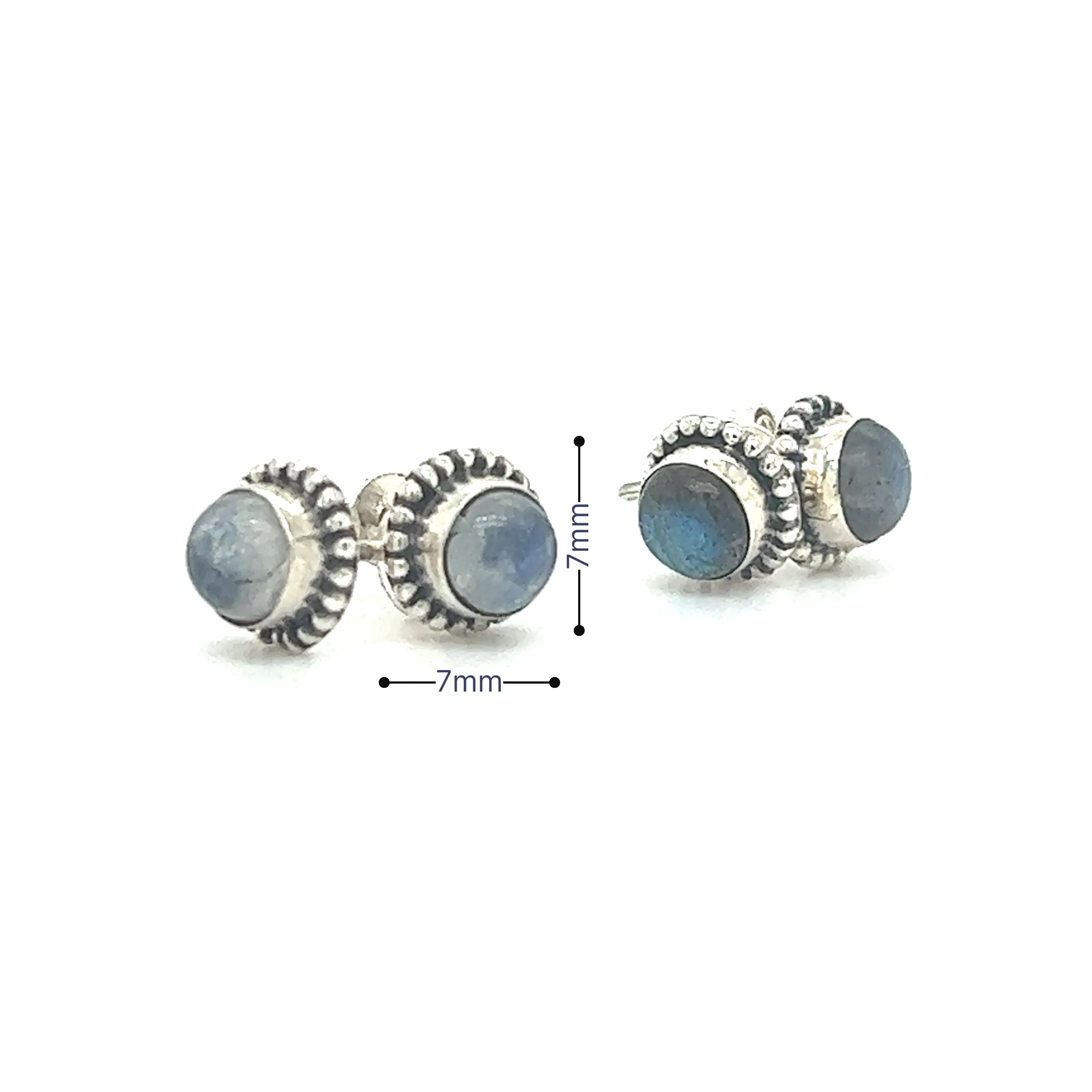 Chic Beaded Round Stone Studs