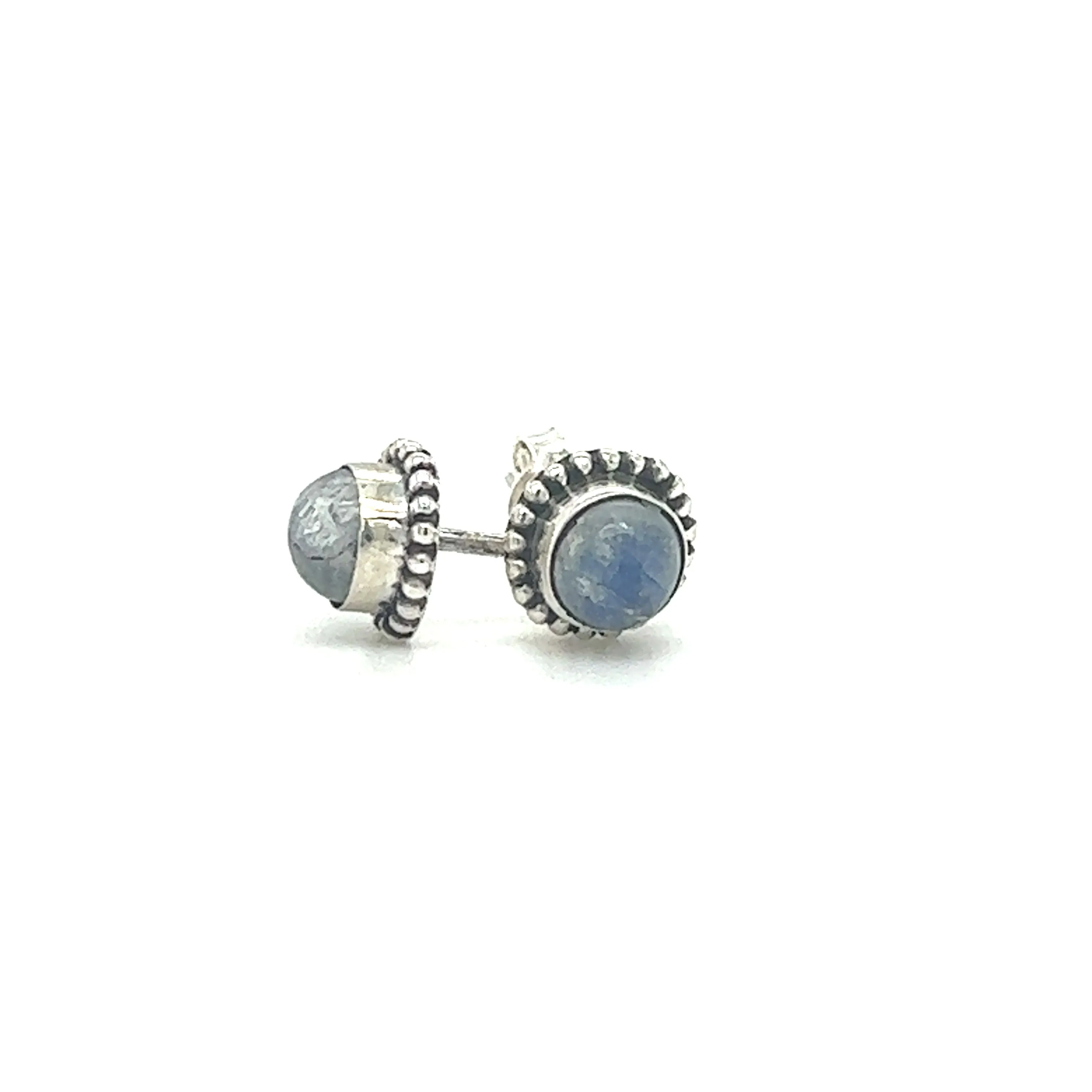 Chic Beaded Round Stone Studs