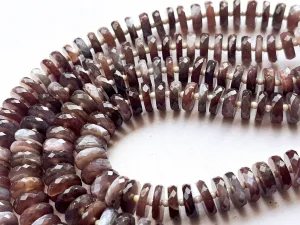 Chocolate Moonstone Round Heishi shape faceted beads