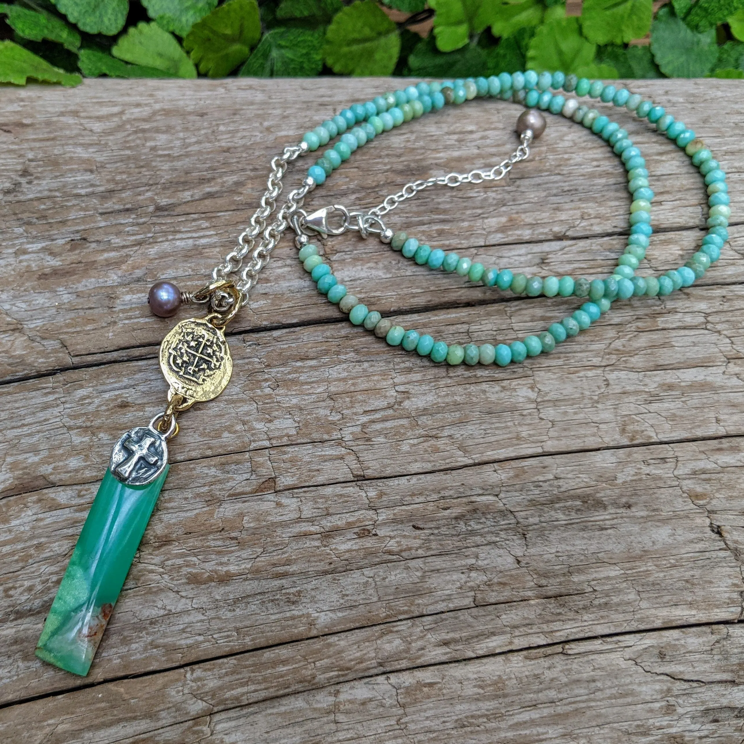 Chrysoprase Spanish Coin Necklace