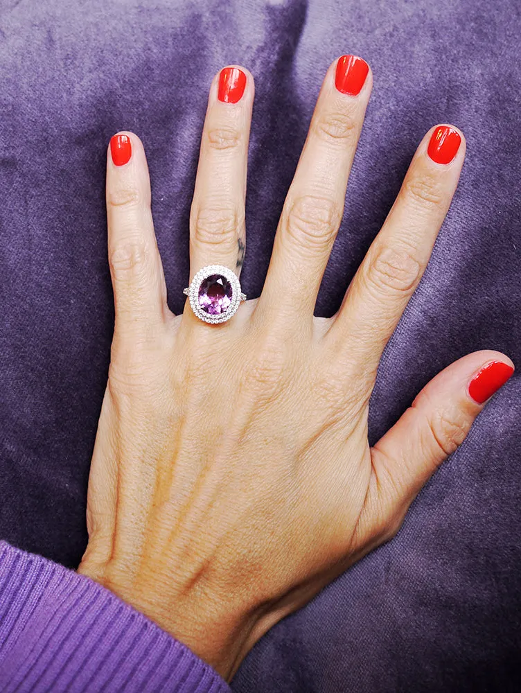 Cocktail Amethyst Ring - Weißgold