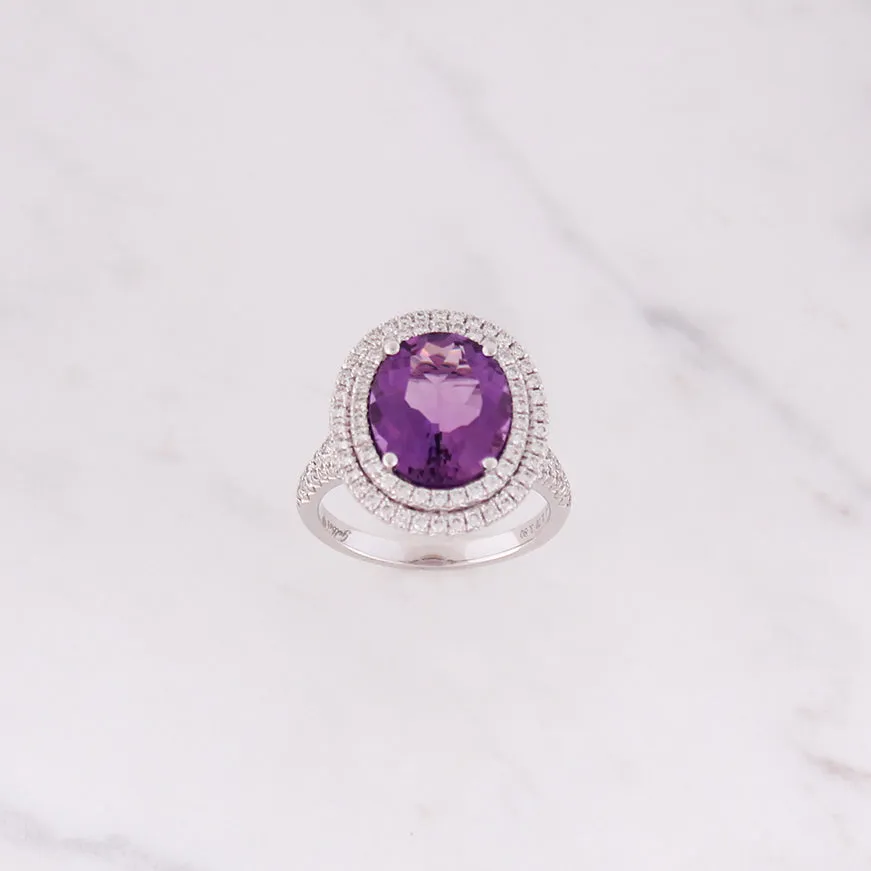 Cocktail Amethyst Ring - Weißgold