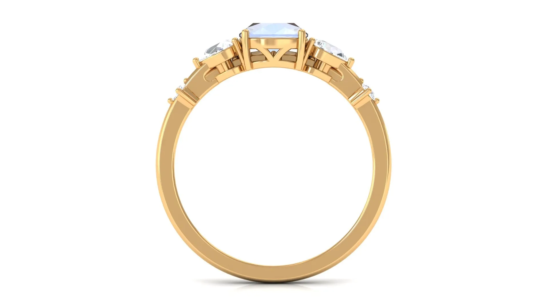 Cushion Cut Moonstone Ring Set with Moissanite